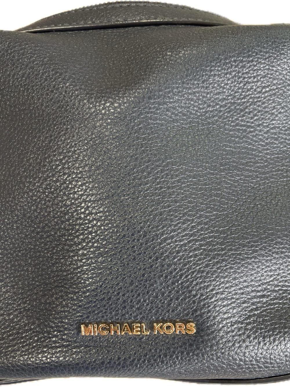 Michael Kors Raven Medium Pebbled Leather Crossbody Bag Dark Navy Gold - Picture 7 of 10